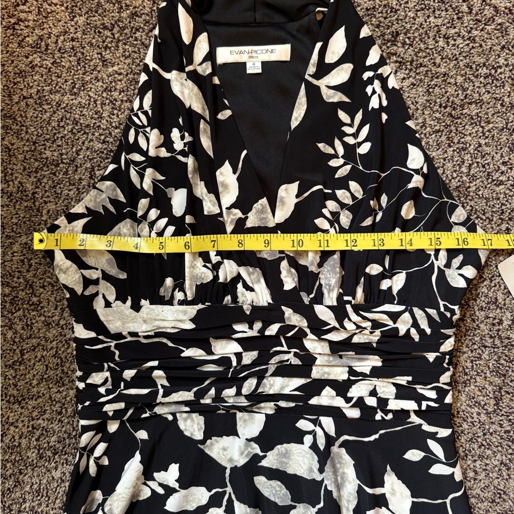Evan Picone Women’s Black/Cream/Gray Floral Halter Dress size 4 - Picture 12 of 15